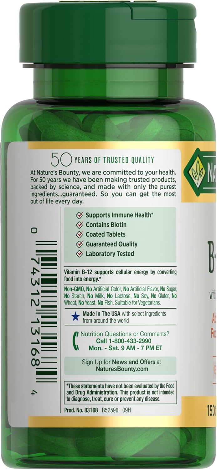 Immune & Energy Support: Nature's Bounty Super B Complex with Vitamin C & Folic Acid - 150 Tablets