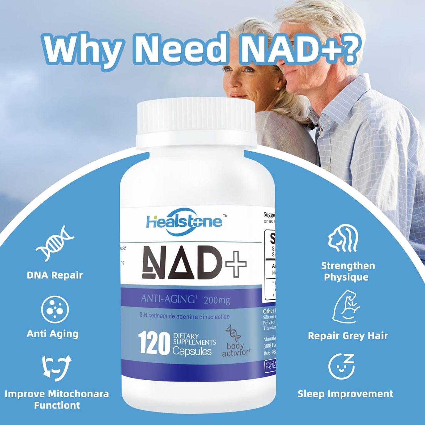 Immune Health Adult Multivitamin with NAD+ 200mg Capsules for Women and Men - Anti Aging Supplement