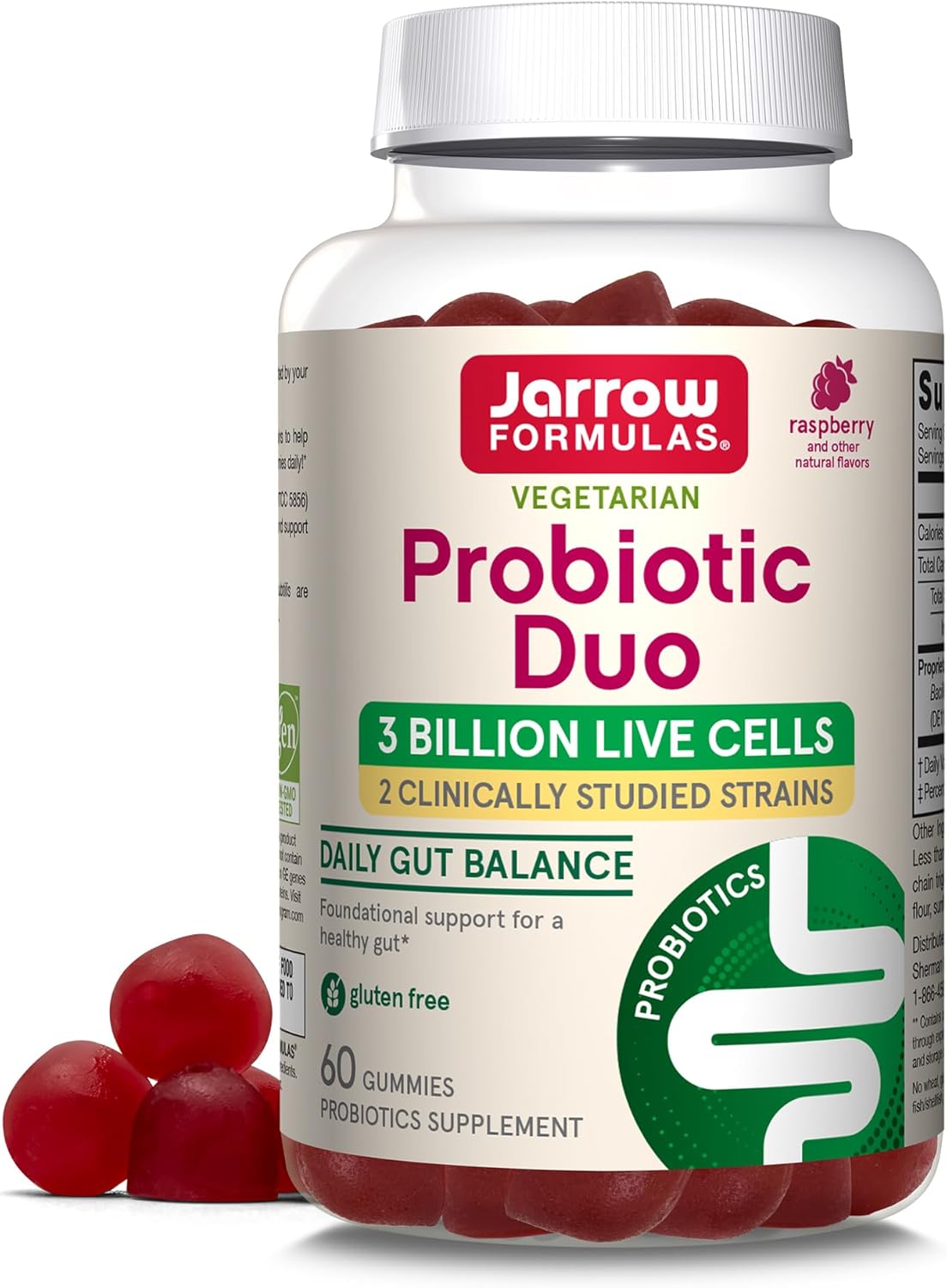 Immune Health & Digestive Support Probiotic Gummies - 60 Count, 3 Billion Live Cells, Raspberry Flavor - Jarrow Formulas®