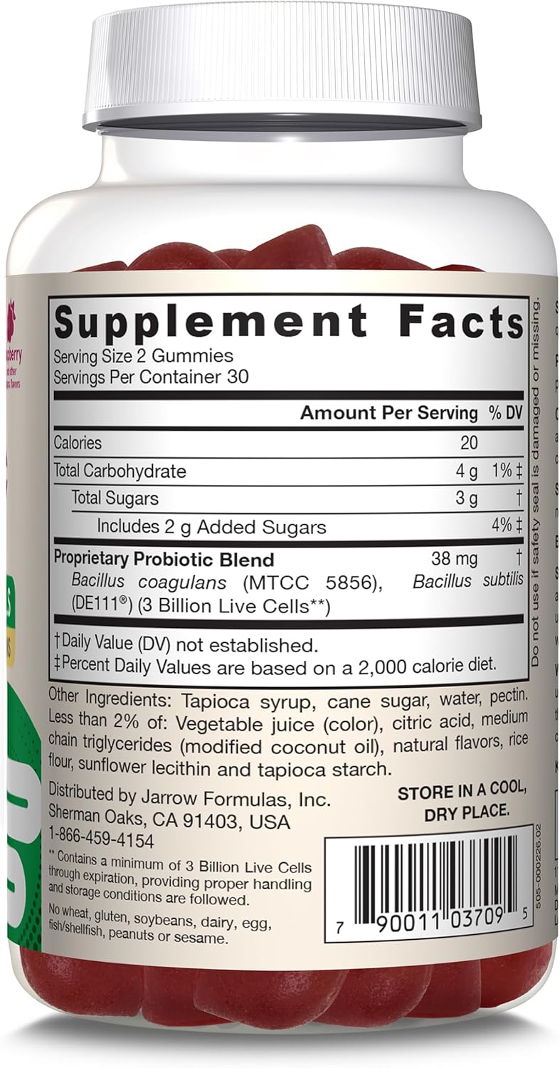 Immune Health & Digestive Support Probiotic Gummies - 60 Count, 3 Billion Live Cells, Raspberry Flavor - Jarrow Formulas®