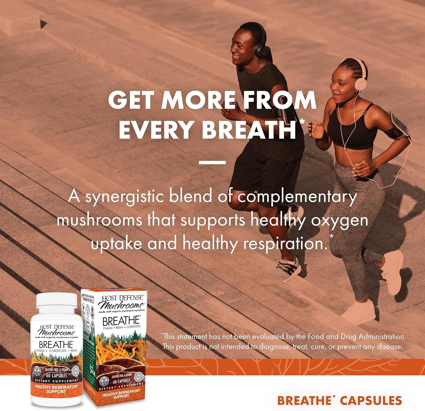 Immune & Respiratory Support Mushroom Supplement - Herbal Lung Health with Chaga, Reishi, Cordyceps - 60 Capsules