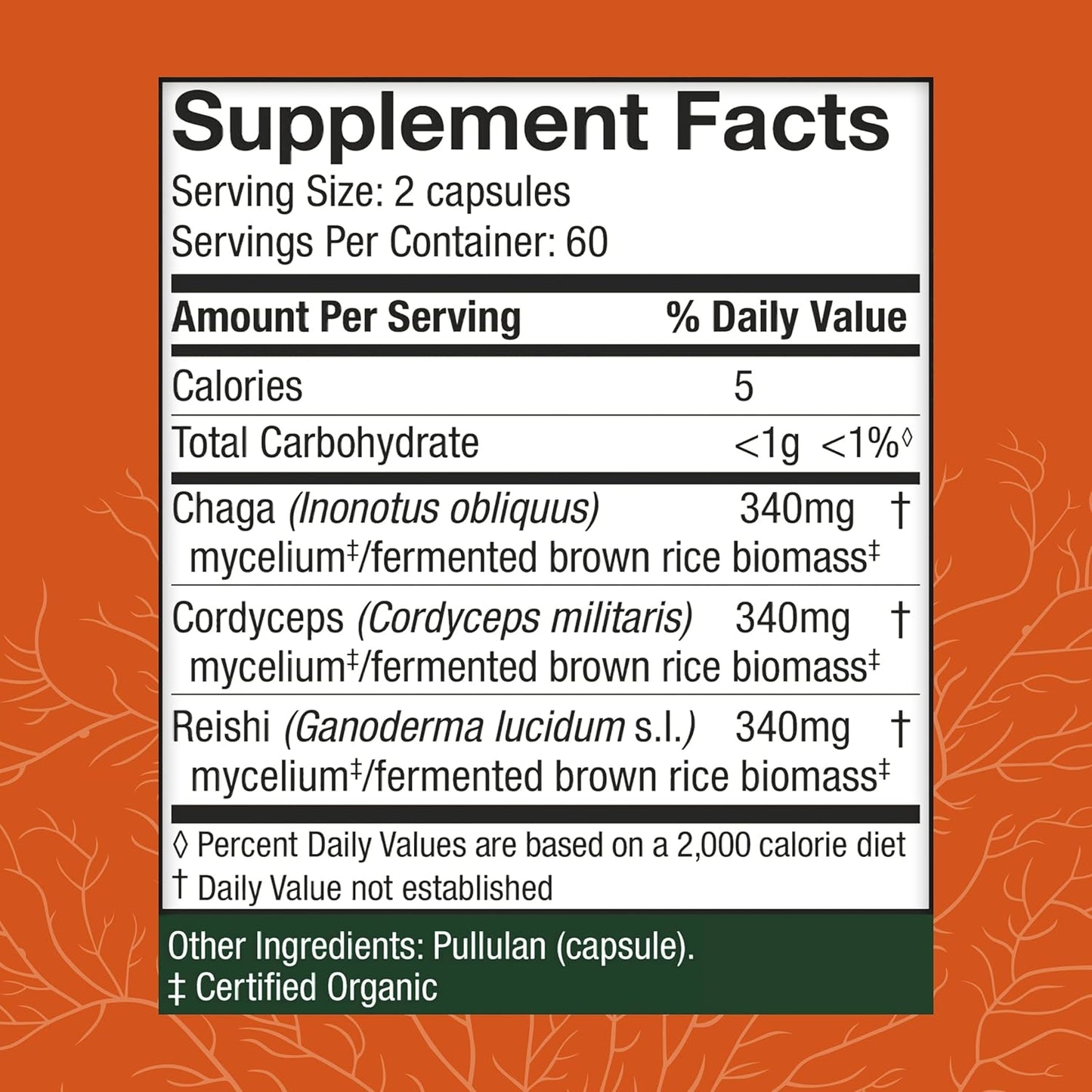 Immune & Respiratory Support Mushroom Supplement with Chaga, Reishi, and Cordyceps - 120 Capsules