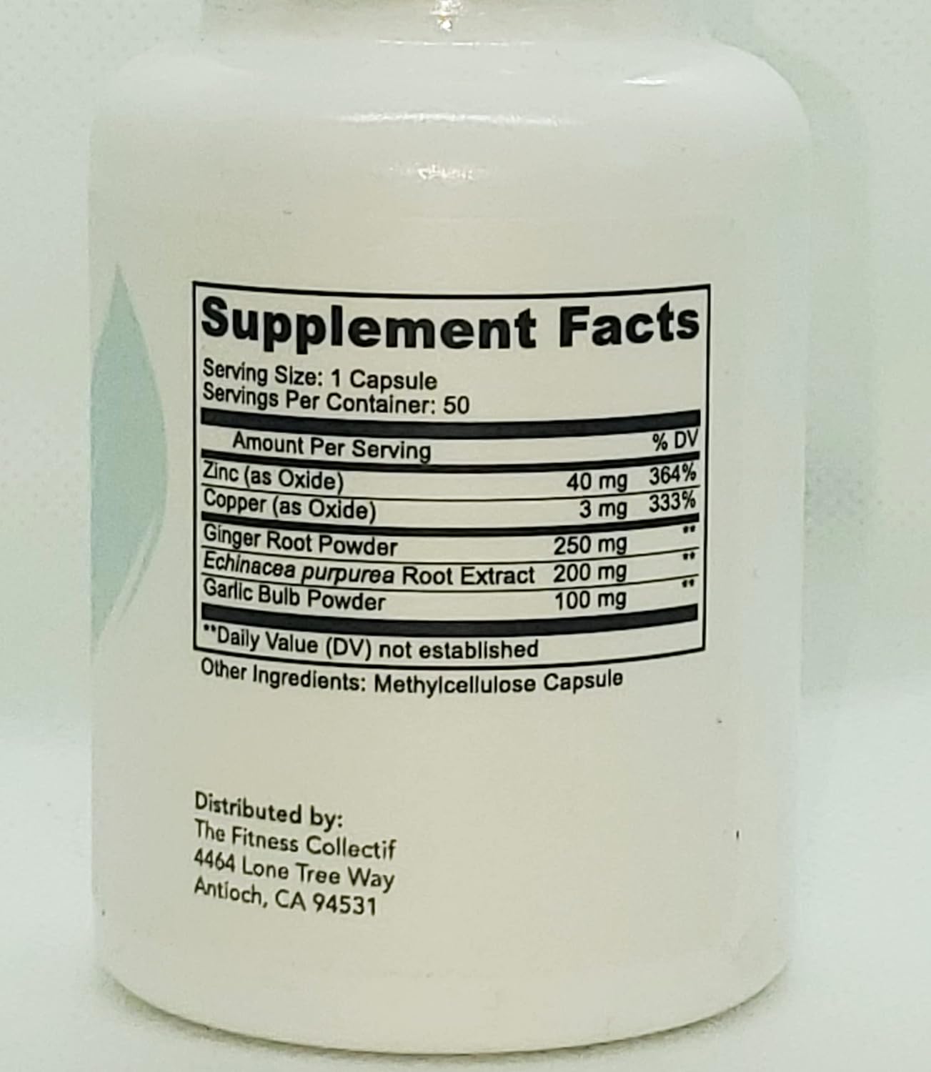 Immune Support Booster Capsules with Echinacea, Zinc, Garlic, Copper & Ginger - 50 Count