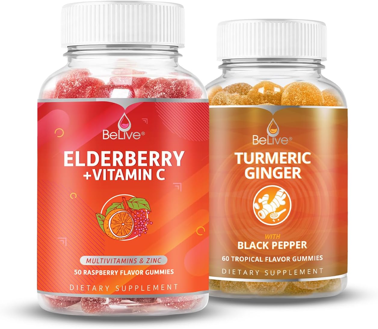 Immune Support Bundle: BeLive Elderberry, Vitamin C, and Turmeric for Mobility, Bone Health & Teeth, All-in-One Formula