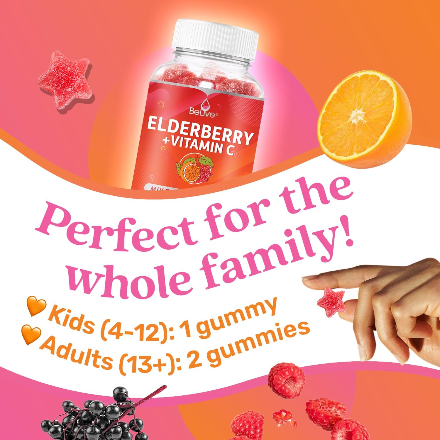 Immune Support Bundle: BeLive Elderberry, Vitamin C, and Turmeric for Mobility, Bone Health & Teeth, All-in-One Formula