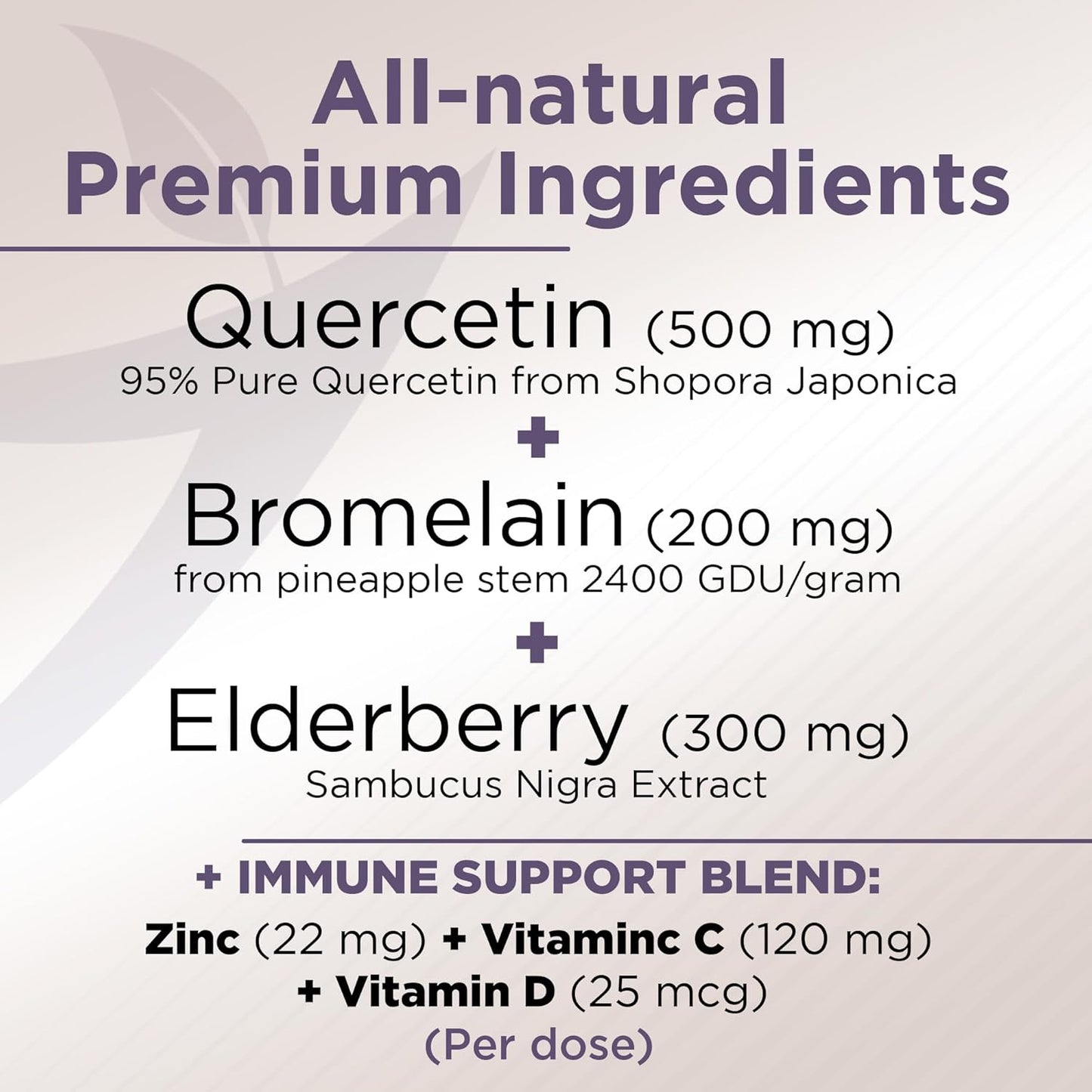 Immune Support Bundle: Quercetin, Bromelain, Elderberry, Vitamin C, Zinc, and Vitamin D3 - 2 Months Supply
