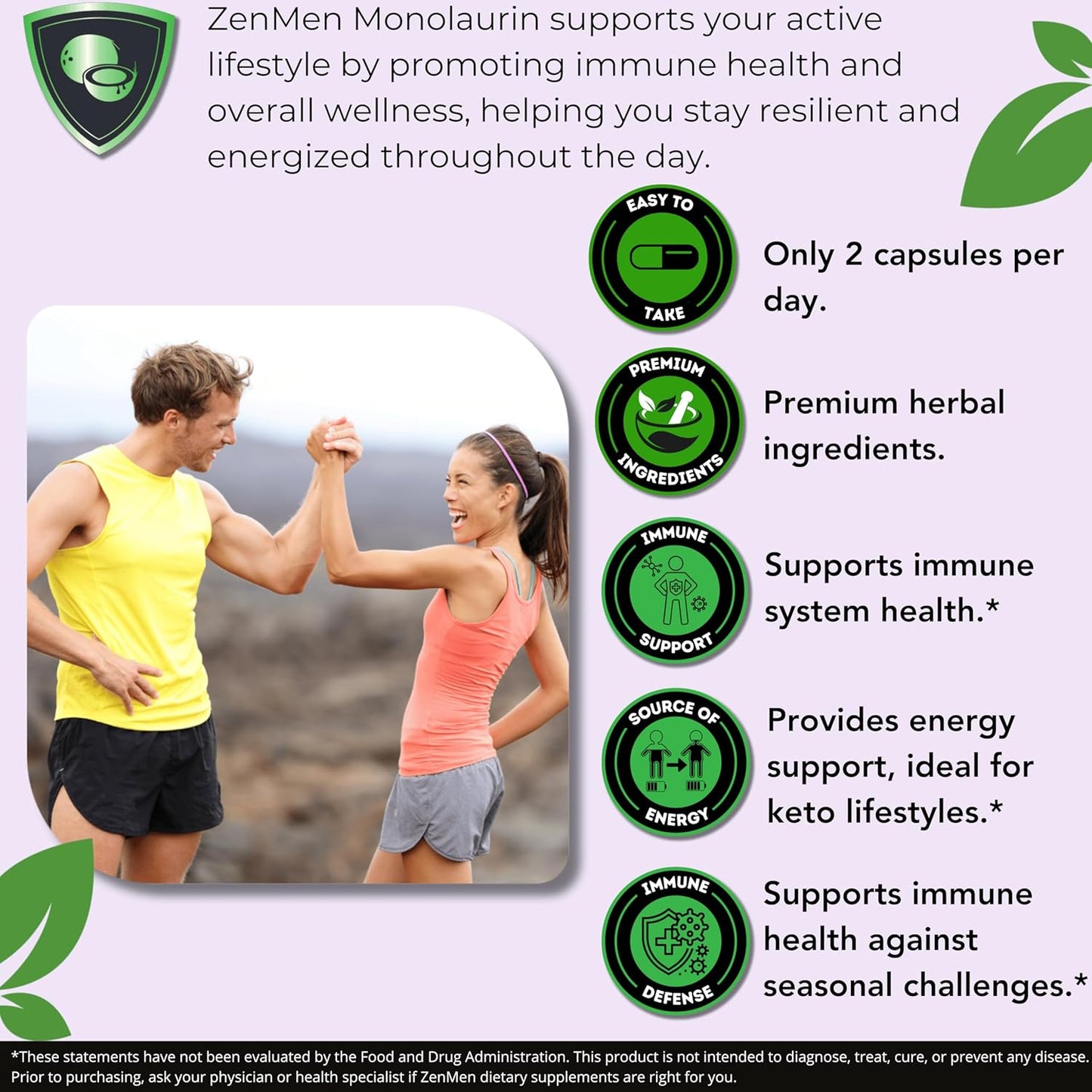 Immune Support Capsules with Monolaurin for Long-Term Protection from Tick Bites - Contains Lauric Acid, Astragalus, Cats Claw, Beta Glucan, Olive Leaf - Potent Formula