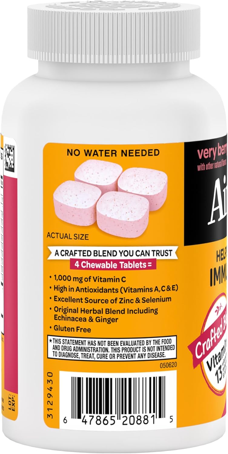 Immune Support Chewable Tablets with 1000mg Vitamin C, Vitamin D, and Zinc - Very Berry Flavor, 116 Tablets