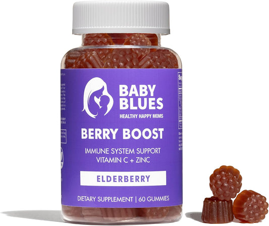 Immune Support Elderberry Gummies for Moms with Zinc & Vitamin C - Vegan, Gluten Free (60 Pieces)