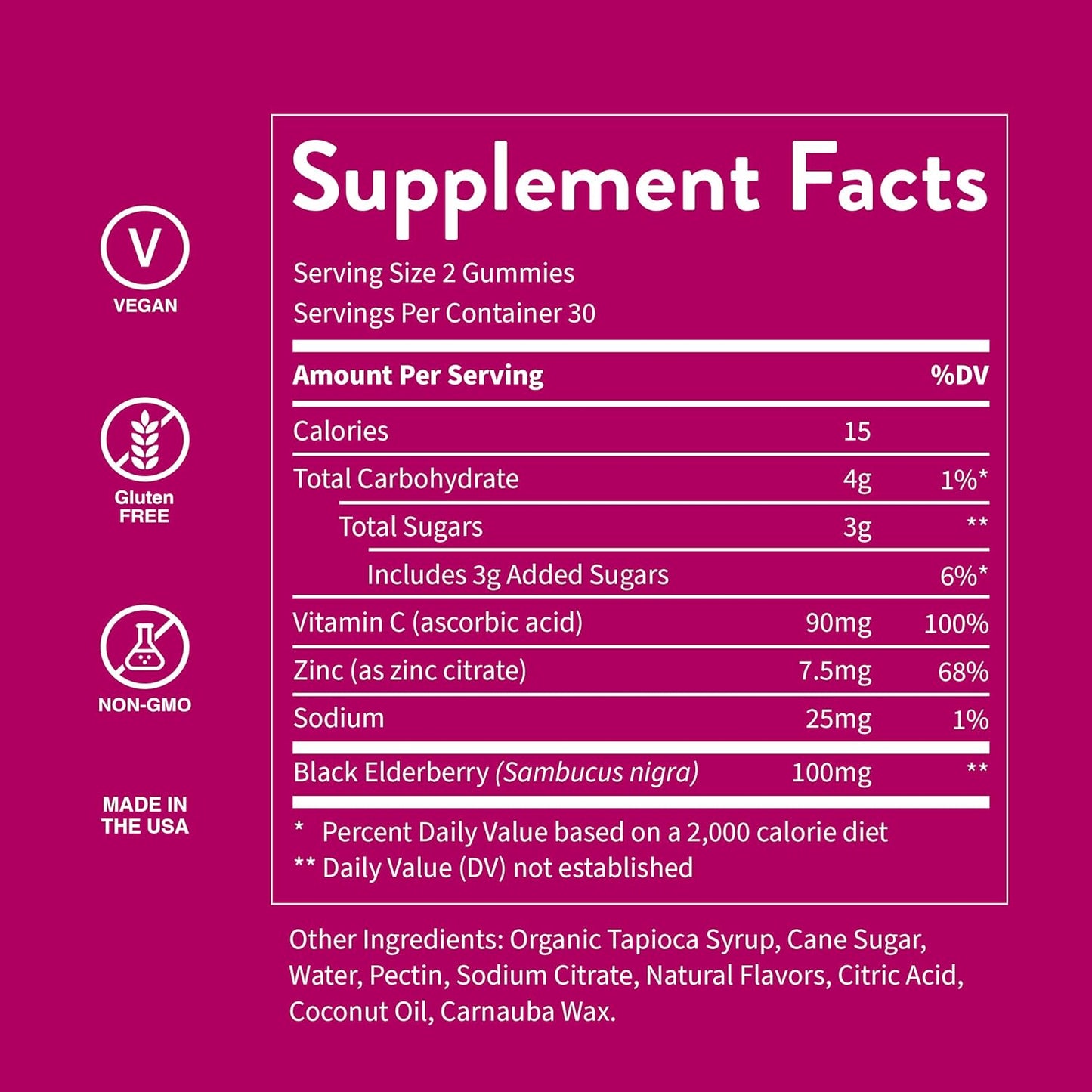 Immune Support Elderberry Gummies with Vitamin C - 3-Pack for Adults | Boosts Immunity with Zinc | Vegan, 180 Ct