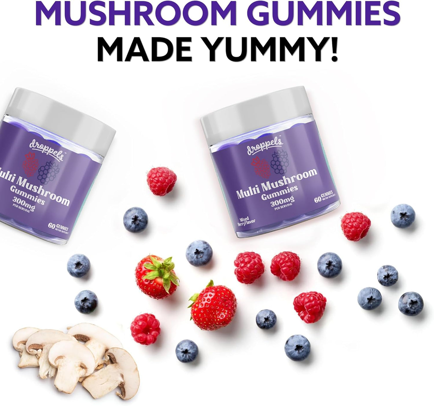 Immune Support Gummies Bundle with Multi Mushroom Extracts & Vitamin C - Vegan Supplement for Immune Health - Mixed Berries & Tangerine Flavors - 2 Pack