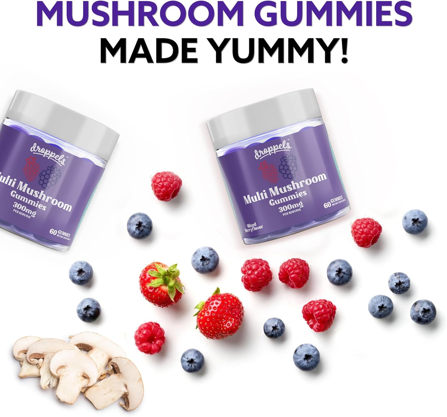 Immune Support Gummies Bundle with Multi Mushroom Extracts & Vitamin C - Vegan Supplement for Immune Health - Mixed Berries & Tangerine Flavors - 2 Pack