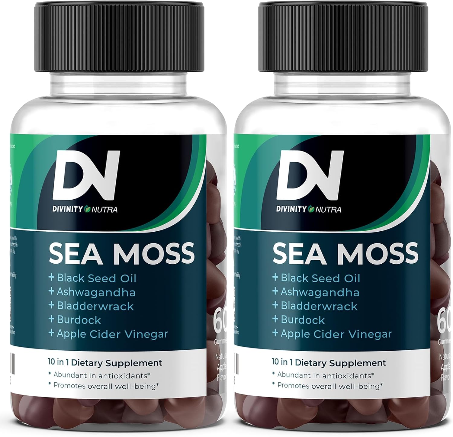 Immune Support Gummies with Sea Moss, Ashwagandha, Black Seed Oil, Bladderwrack, Burdock, Turmeric, Apple Cider Vinegar, and Manuka Honey - 120 Count