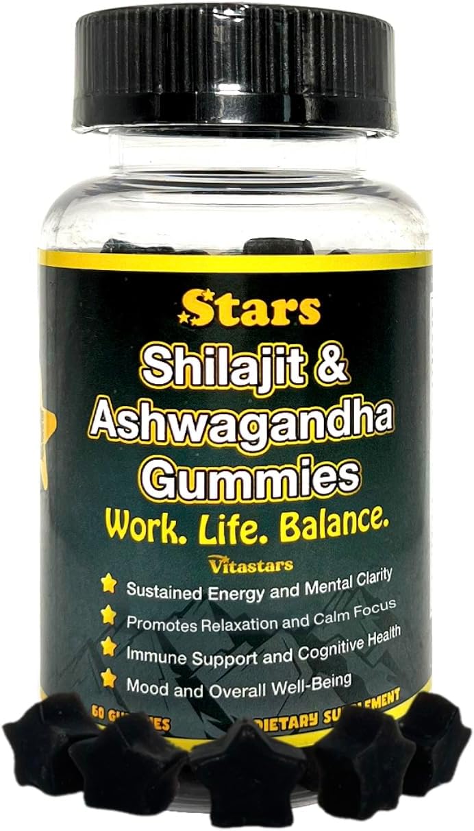 Immune Support Gummies with Shilajit & Ashwagandha for Men and Women - 60 Star Shaped Dietary Supplements