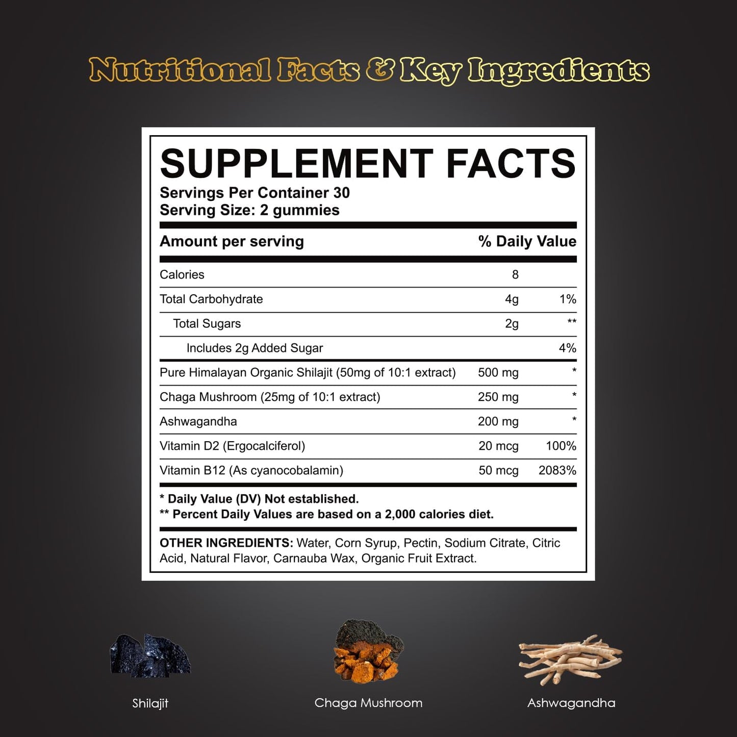 Immune Support Gummies with Shilajit & Ashwagandha for Men and Women - 60 Star Shaped Dietary Supplements