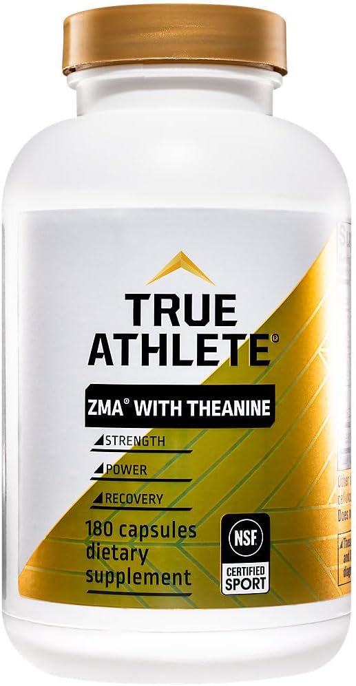 Immune Support & Muscle Recovery: True Athlete ZMA with Theanine for Energy Metabolism & Sleep - 180 Capsules