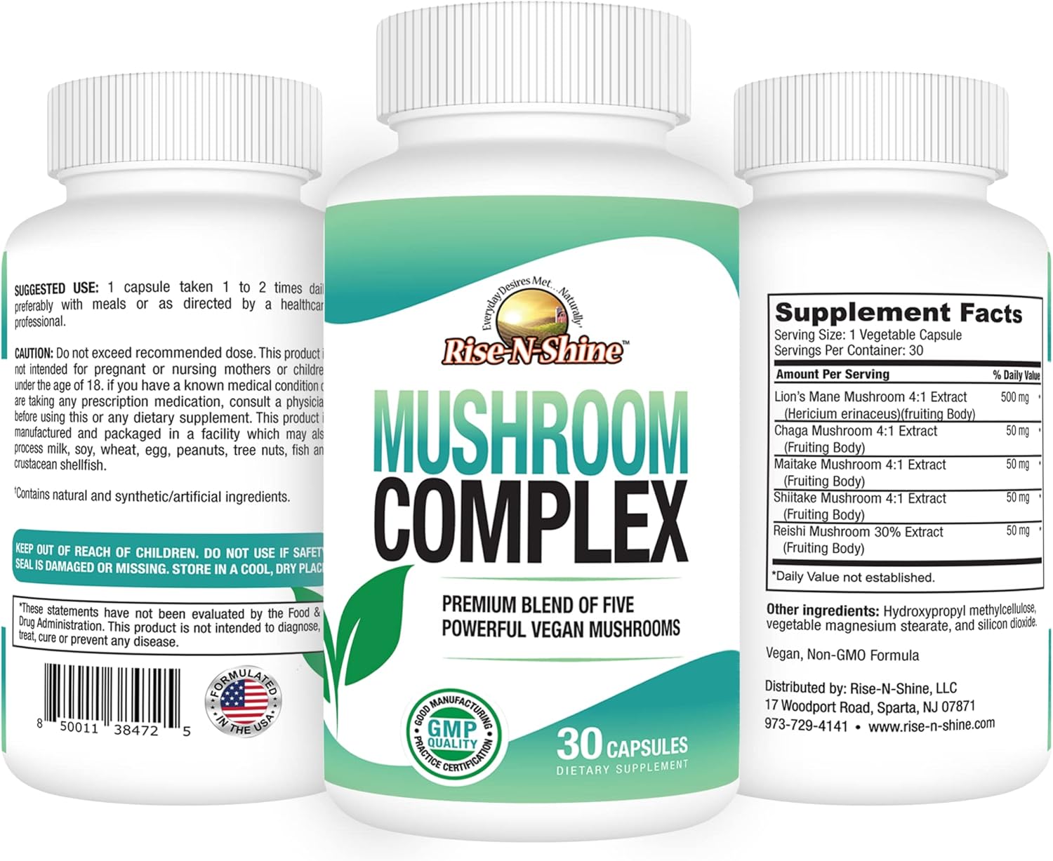 Immune Support Mushroom Complex Supplement for Clarity & Focus - Lion’s Mane, Reishi, Chaga - 30 Capsules