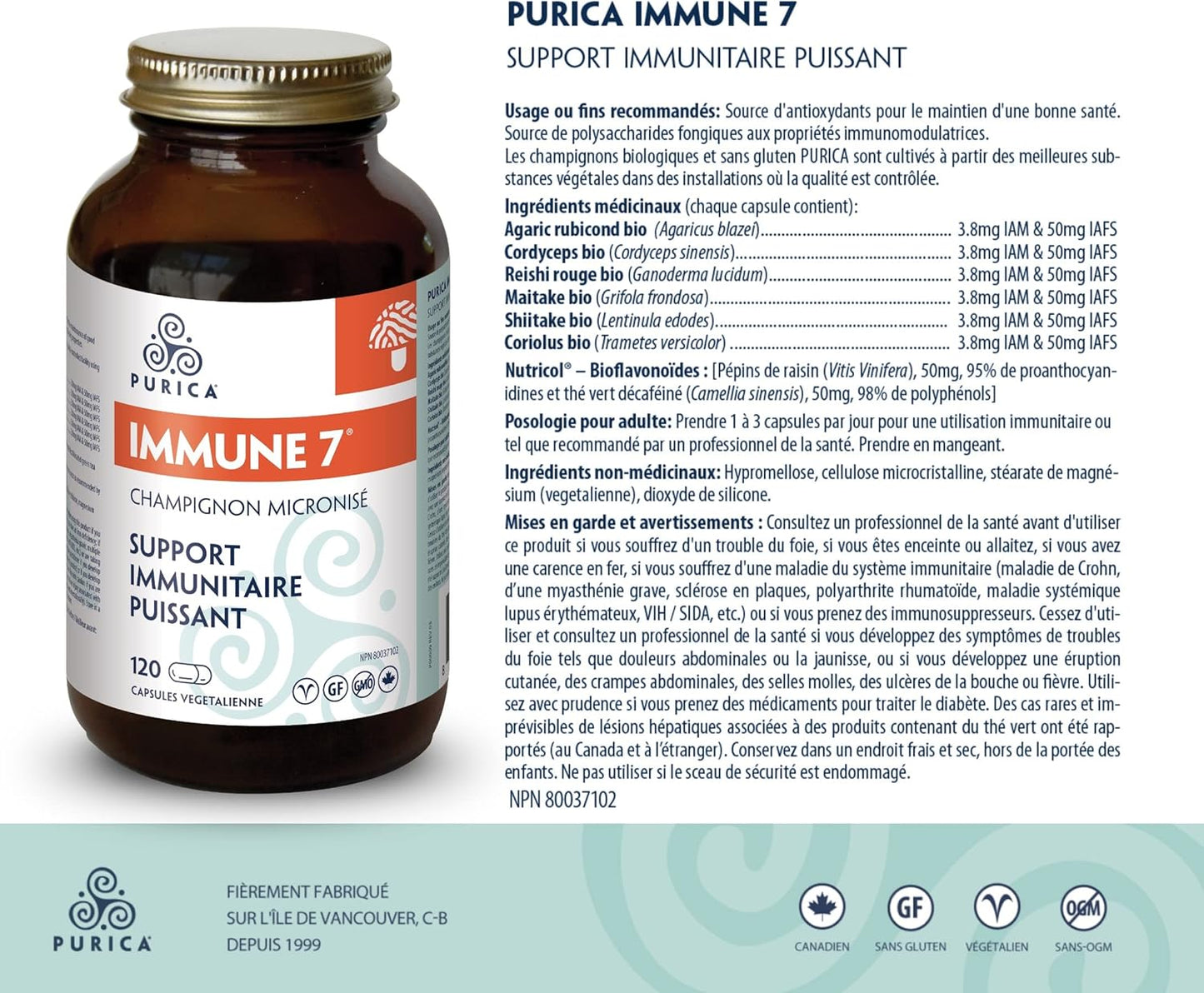 Immune Support Mushroom Supplement Complex - Cordyceps, Reishi, Maitake, Shiitake, Sun Mushroom - Functional Vitamins for Health - Daily Capsules