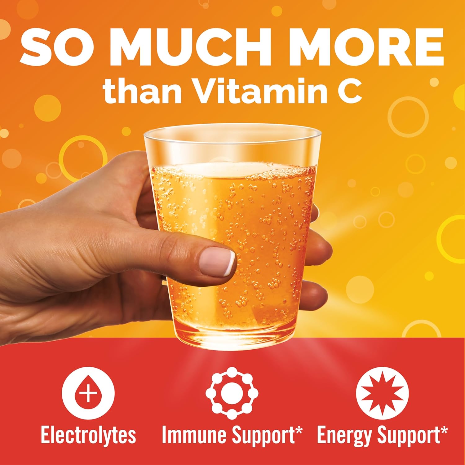 Immune Support Powder with Vitamin C 1000mg, Zinc, B Vitamins, and Electrolytes - Super Orange Flavor - 60 Count Pack