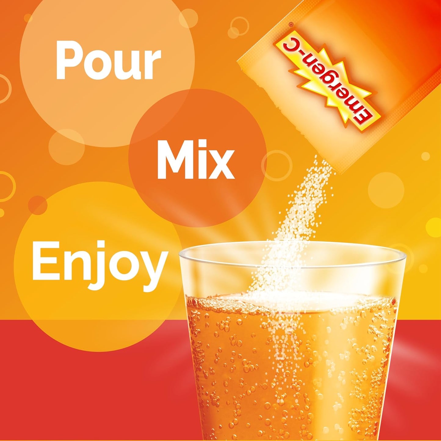 Immune Support Powder with Vitamin C 1000mg, Zinc, B Vitamins, and Electrolytes - Super Orange Flavor - 60 Count Pack