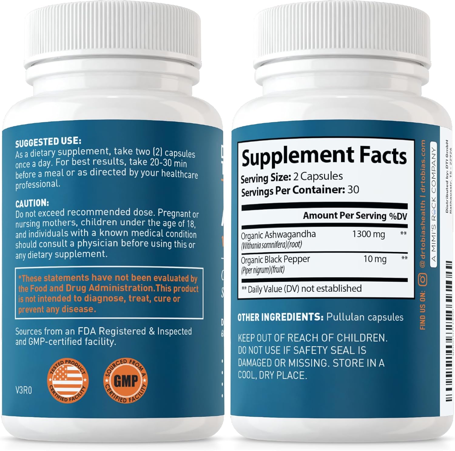 Immune Support Probiotic Capsules with Ashwagandha for Digestion & Energy, Non-GMO