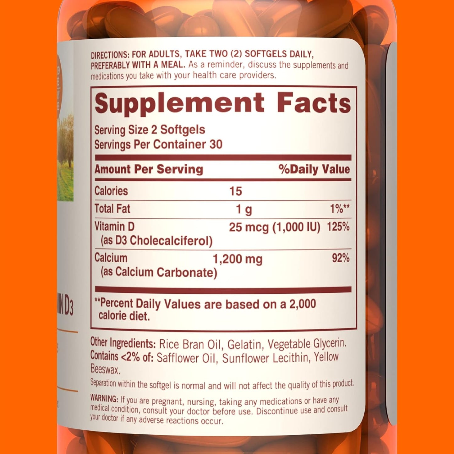Immune Support: Sundown Calcium 1200 mg with Vitamin D3 for Strong Teeth and Bones - 60 Softgels