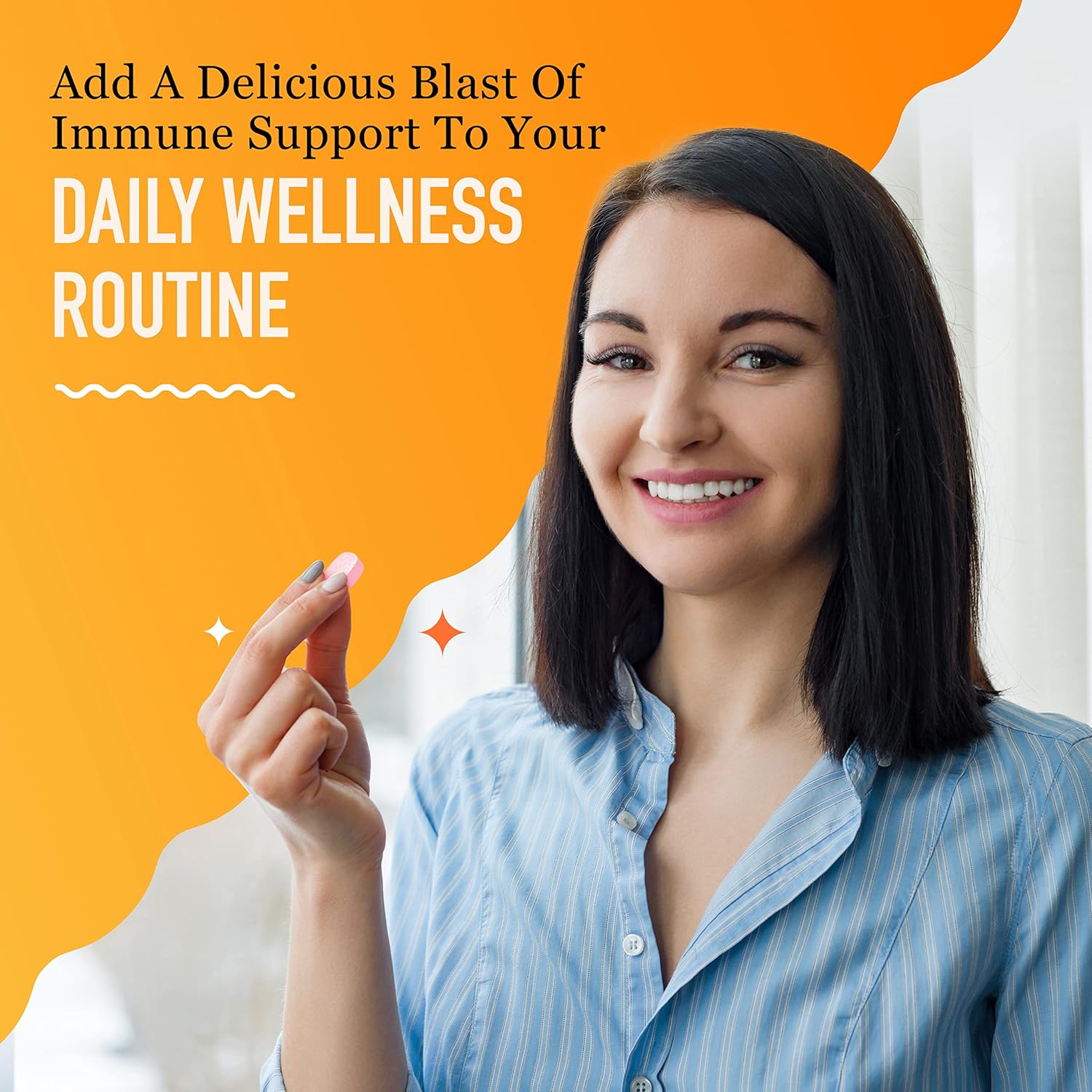 Immune Support Supplement: Airborne 1000mg Vitamin C Chewable Tablets with Zinc, Antioxidants - 64 Tablets, Very Berry Flavor