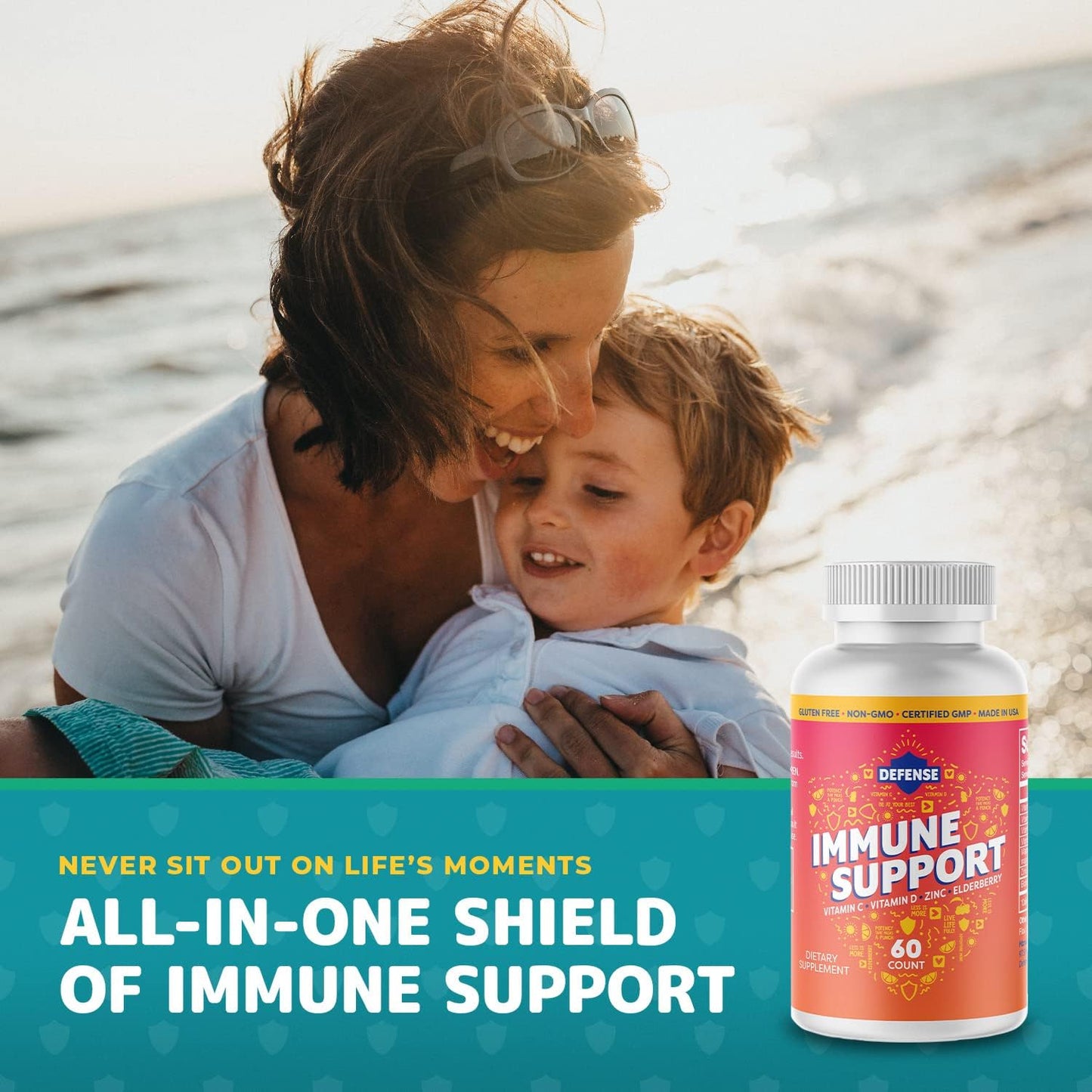 Immune Support Supplement for Adults | Immunity Booster with Vitamin C, Zinc, Elderberry, and D3 | 30 Day Supply | Antioxidant Boost | Non GMO & Gluten-Free