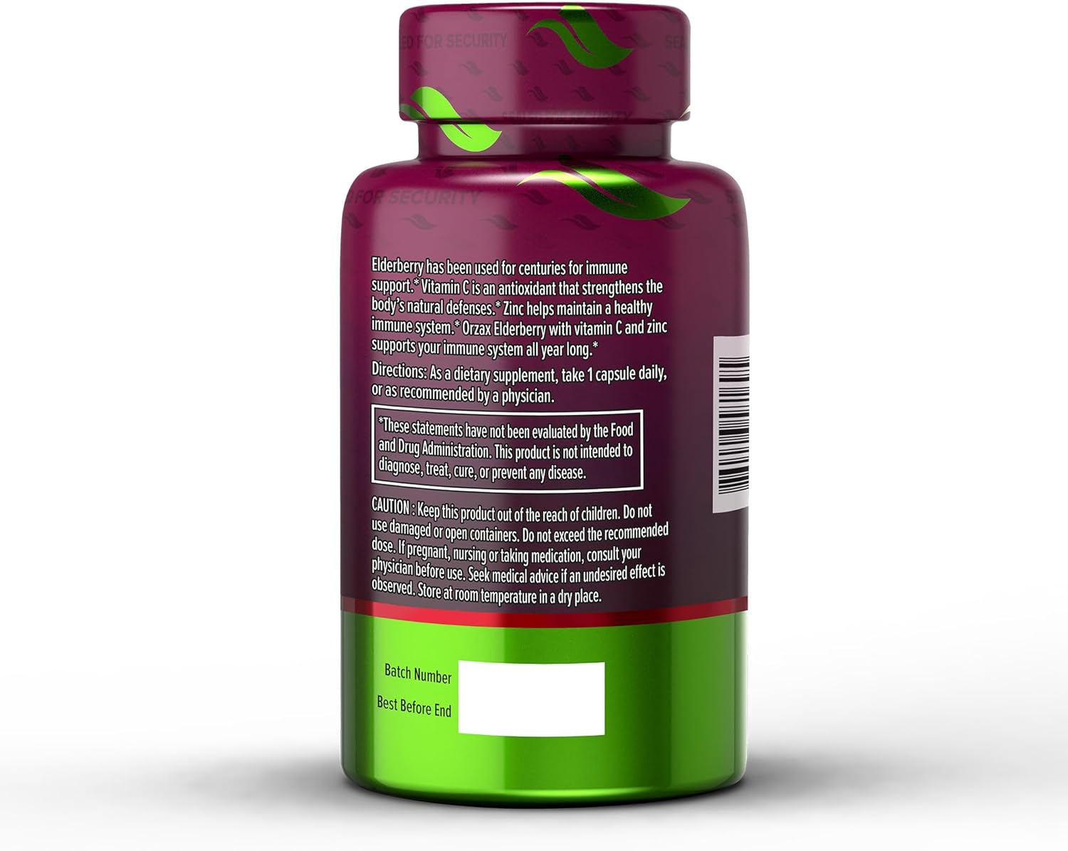 Immune Support Supplement with Elderberry, Vitamin C, and Zinc - Antioxidant Capsules for Women and Men - 60 Vegetable Capsules