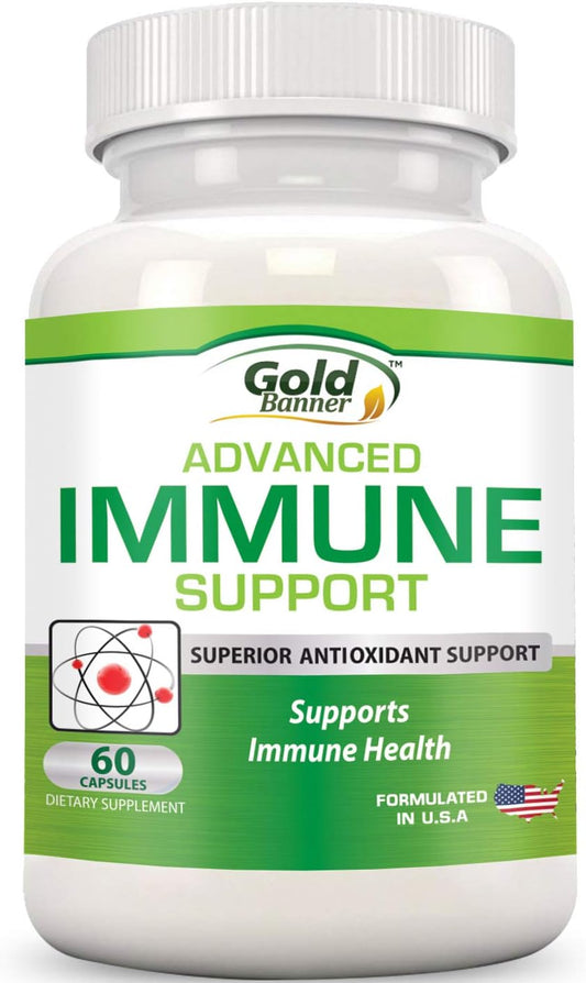 Immune Support Supplement with Gold Banner - Potent Antioxidant Blend with Red Raspberry, Pomegranate, Pine Bark, Grape Seed, Green Extracts - Rich in Polyphenols and Lycopene