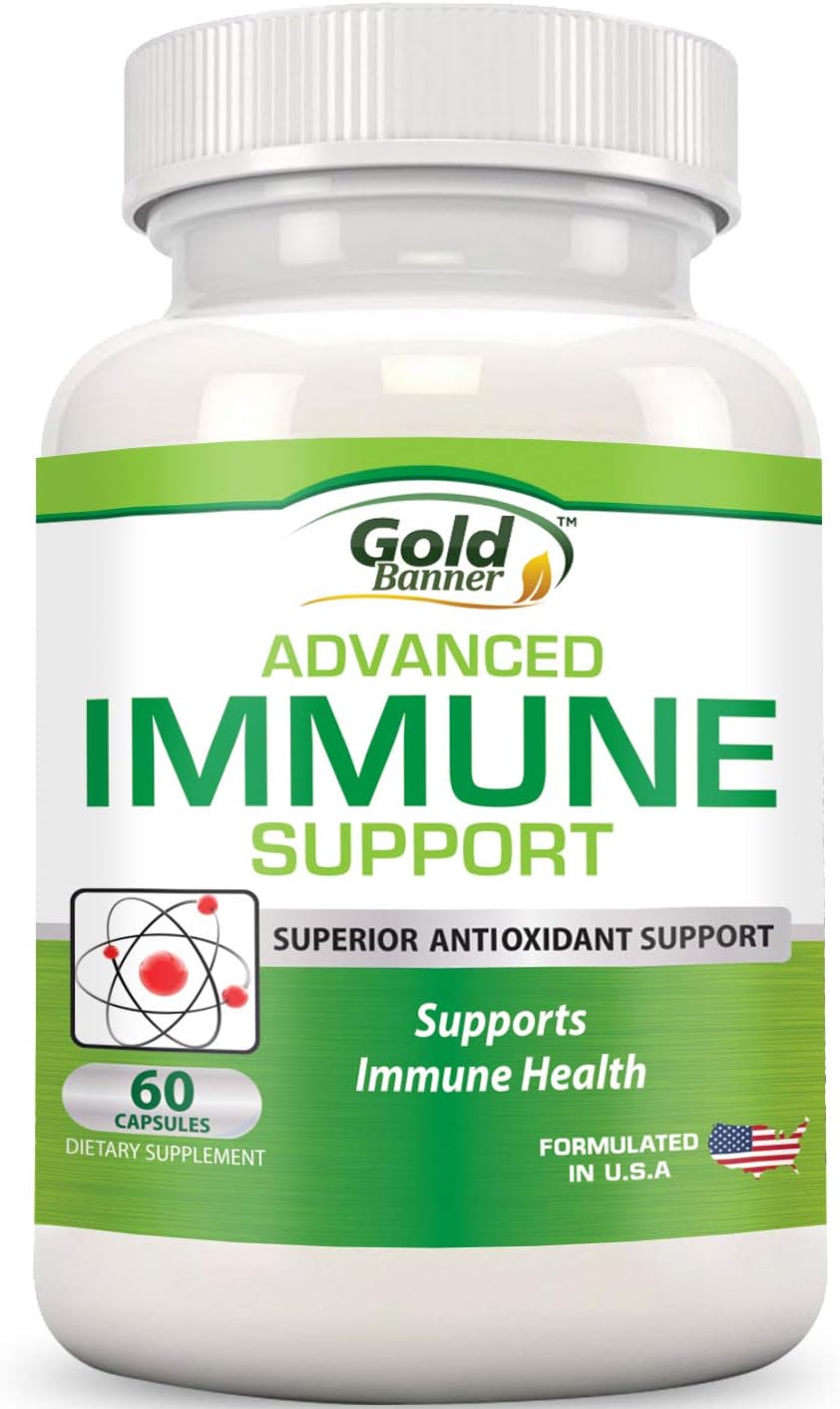 Immune Support Supplement with Gold Banner - Potent Antioxidant Blend with Red Raspberry, Pomegranate, Pine Bark, Grape Seed, Green Extracts - Rich in Polyphenols and Lycopene