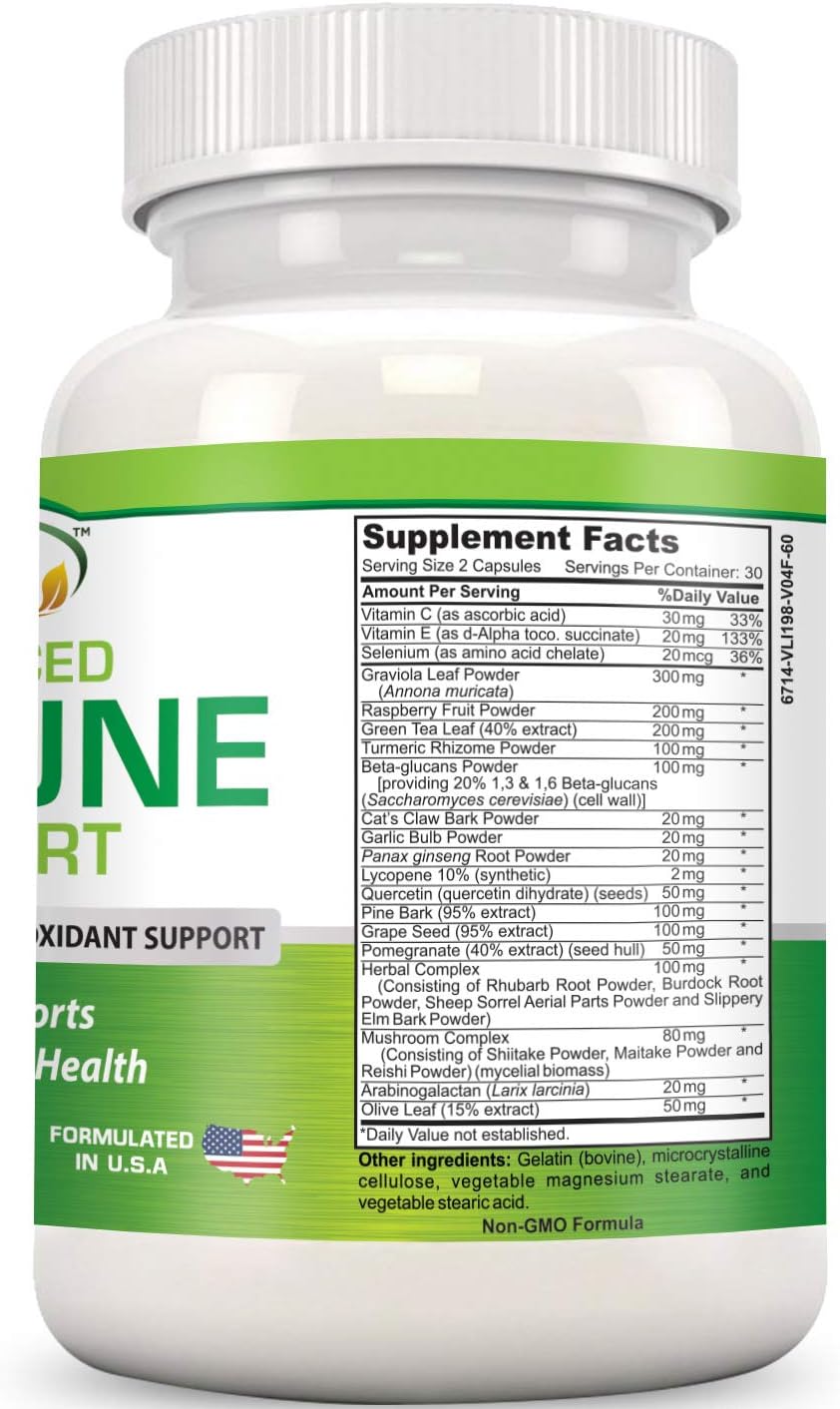 Immune Support Supplement with Gold Banner - Potent Antioxidant Blend with Red Raspberry, Pomegranate, Pine Bark, Grape Seed, Green Extracts - Rich in Polyphenols and Lycopene