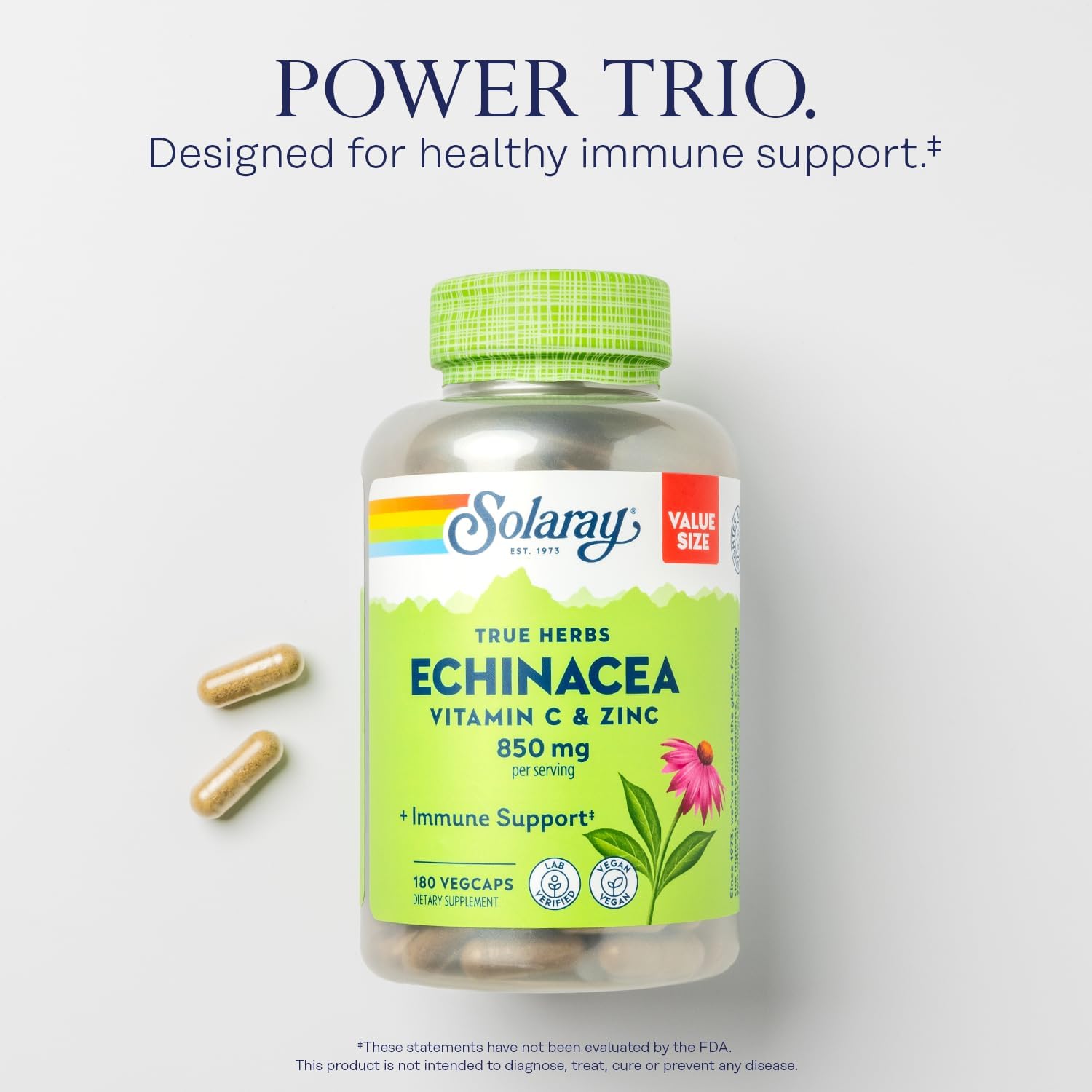 Immune Support Supplement with Oregano Oil, Echinacea, Vitamin C, and Zinc - Vegan Capsules with Bioflavonoids, 60-Day Guarantee - 120ct/180ct