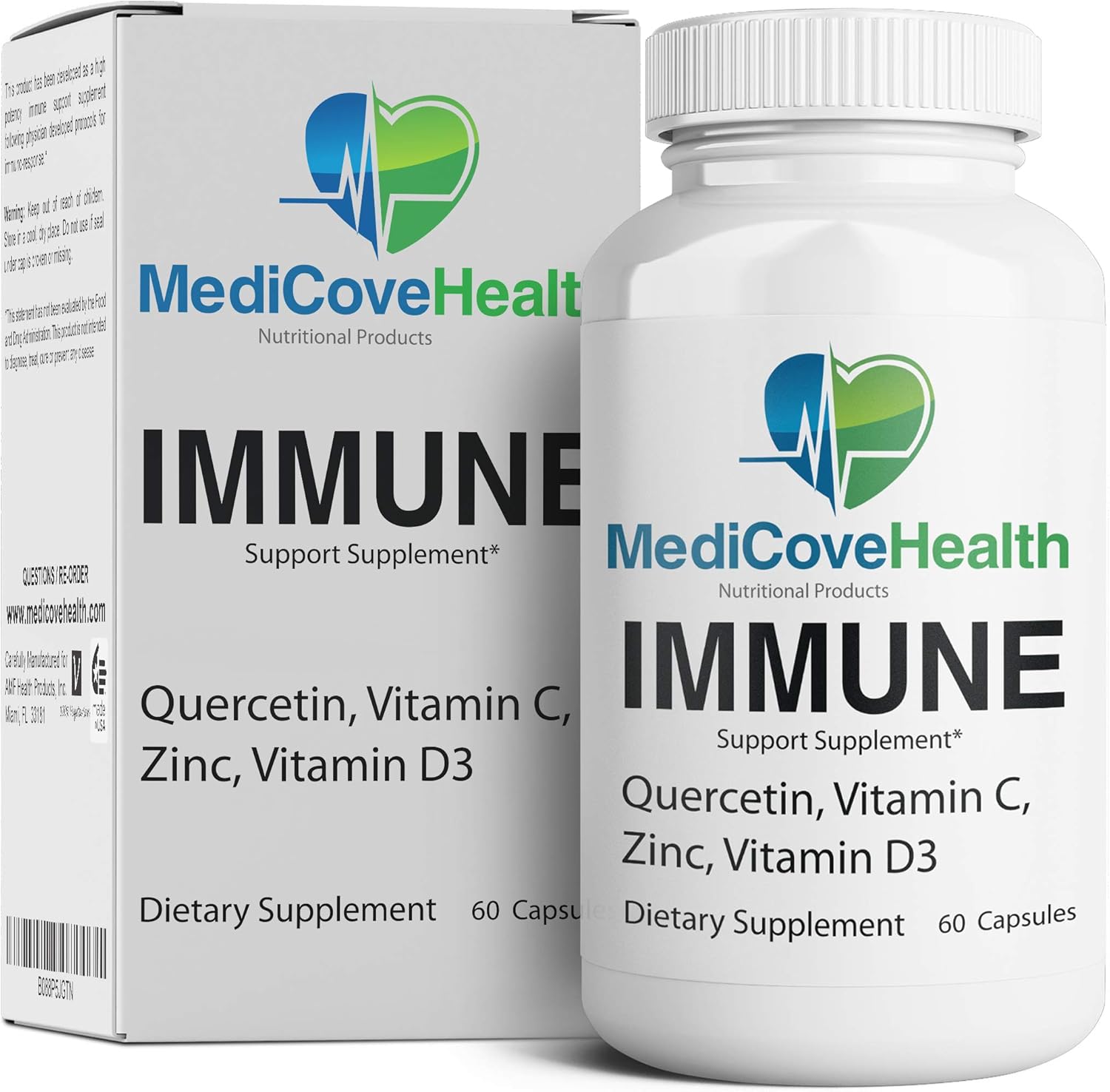Immune Support Supplement with Quercetin, Vitamin C, Zinc, and Vitamin D3