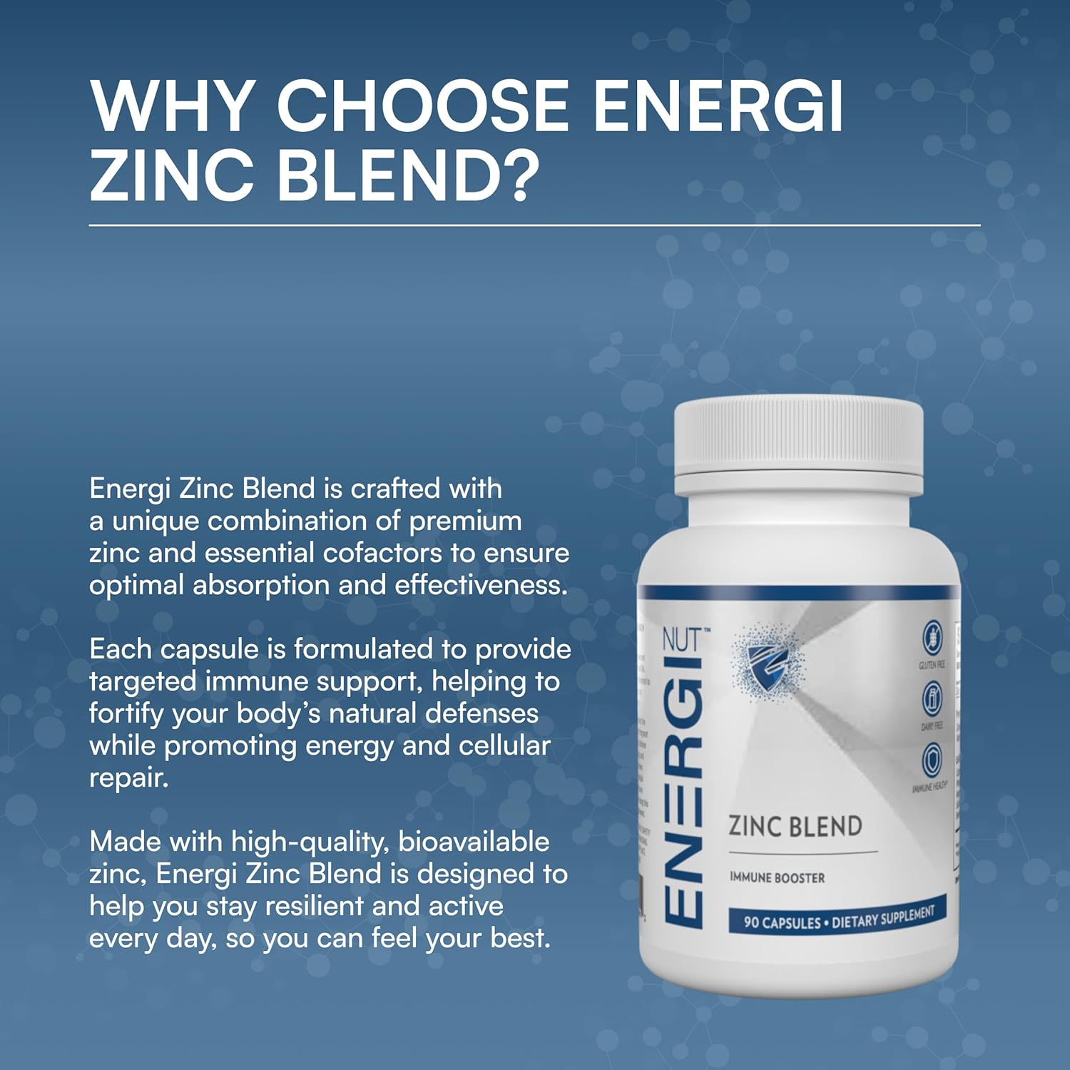 Immune Support Supplement with Zinc, Vitamin A, B-3 & B-6, Marshmellow Root, Dandelion Root Extract & Shiitake Mushroom - 90 Capsules