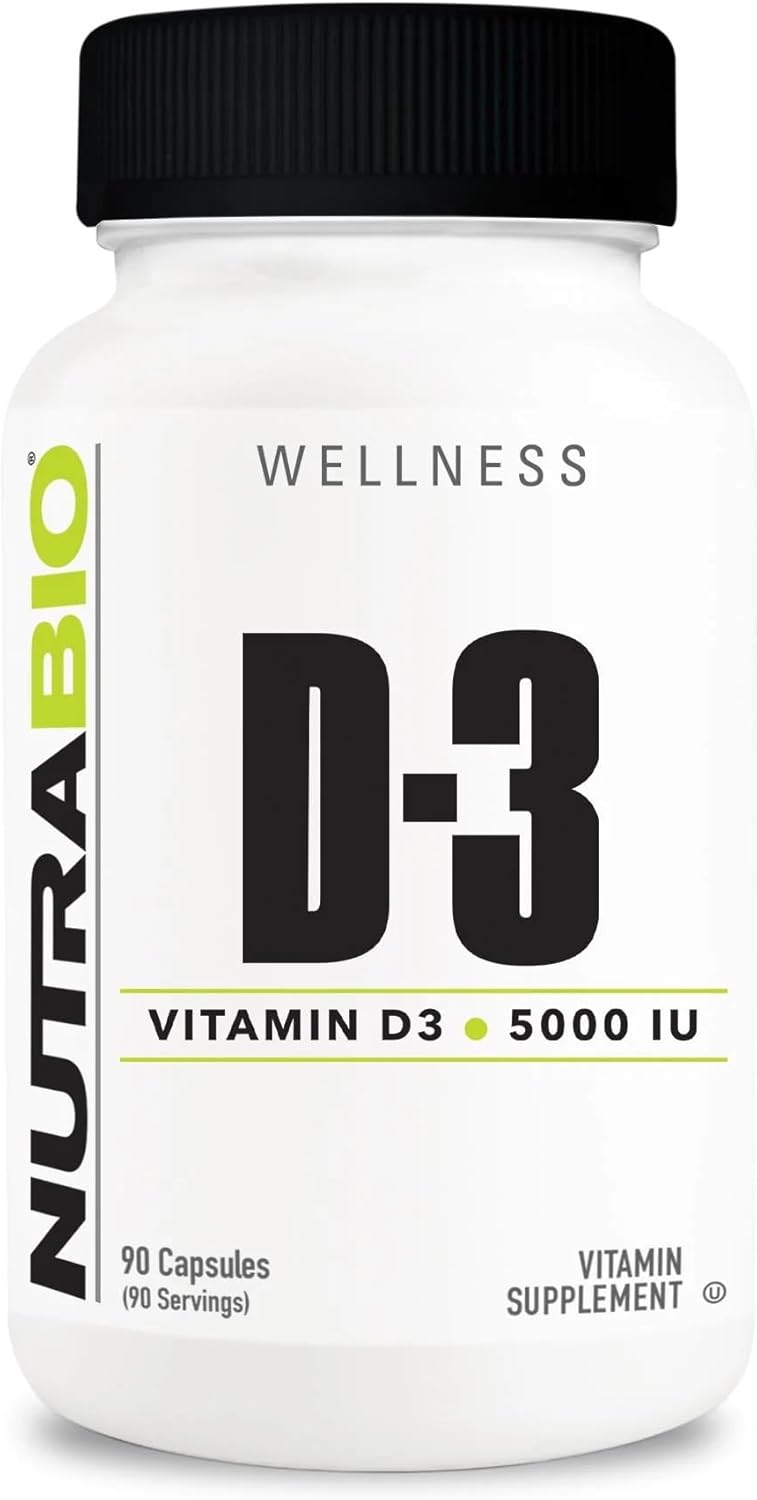 Immune Support Vitamin D Supplement (5000 IU) - 90 Vegetable Capsules by NutraBio