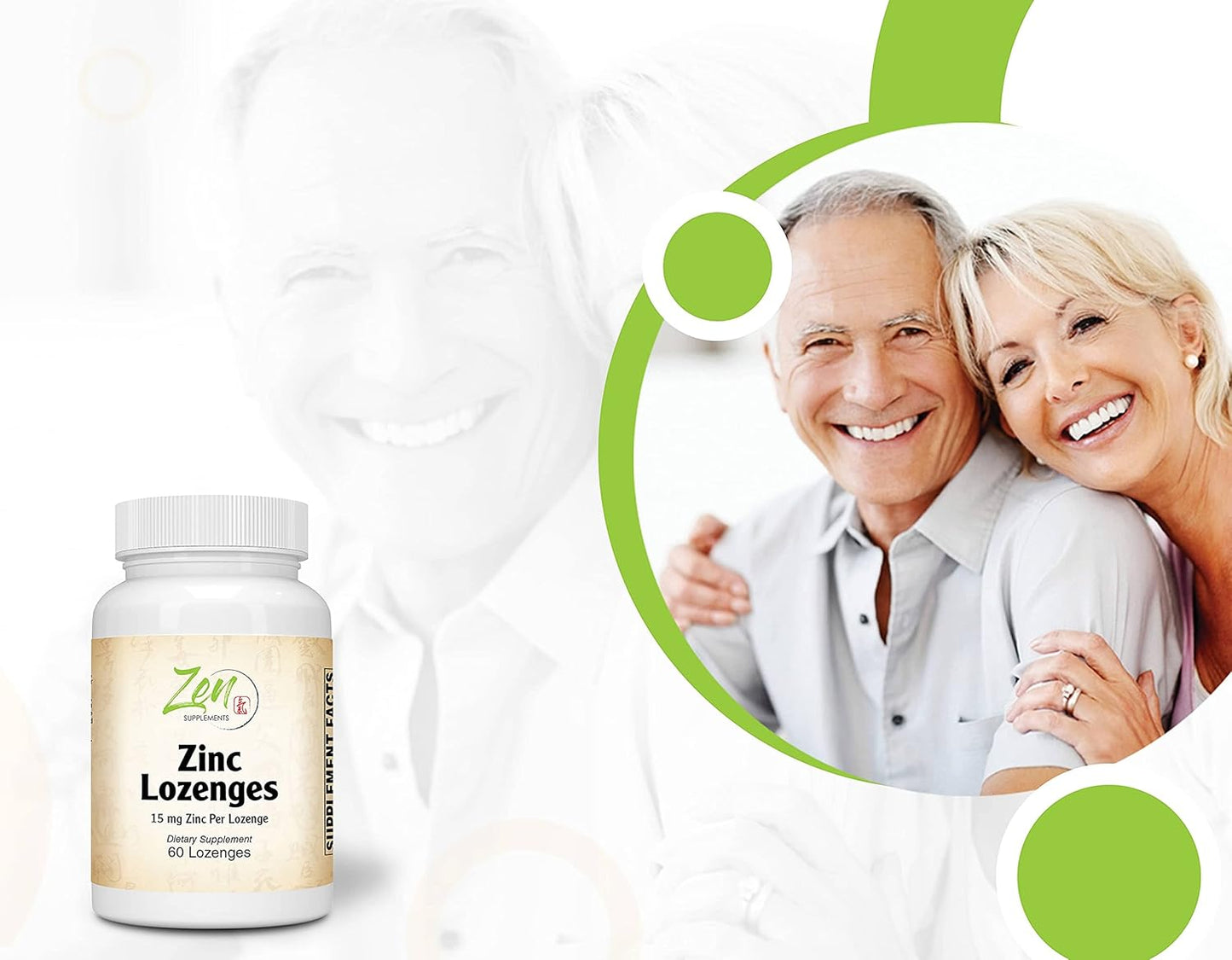 Immune Support Zinc Lozenges - 15mg Antioxidant Supplement, 60-Lozenge Pack, Great Taste