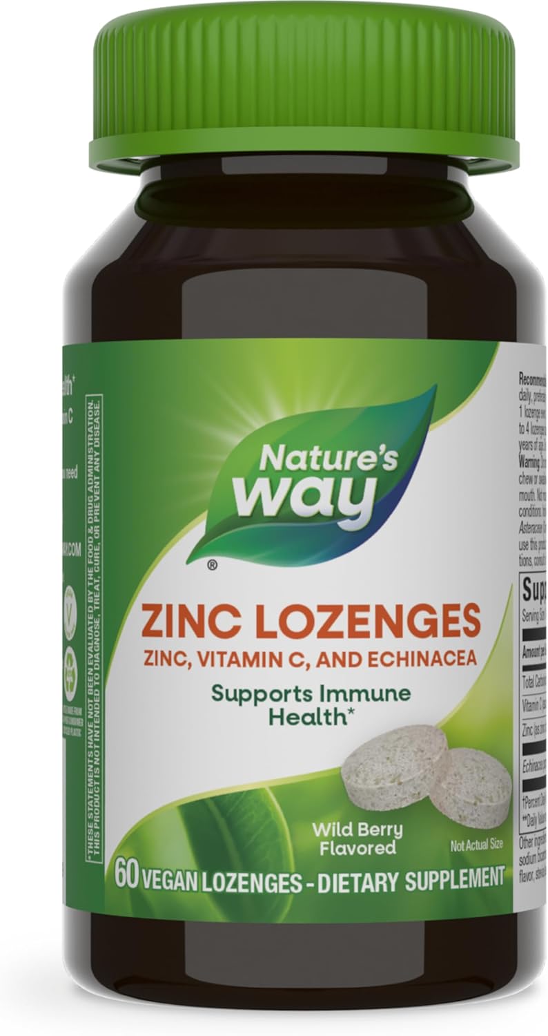 Immune Support Zinc Lozenges with Vitamin C and Echinacea, 60 Wild Berry Flavored Lozenges