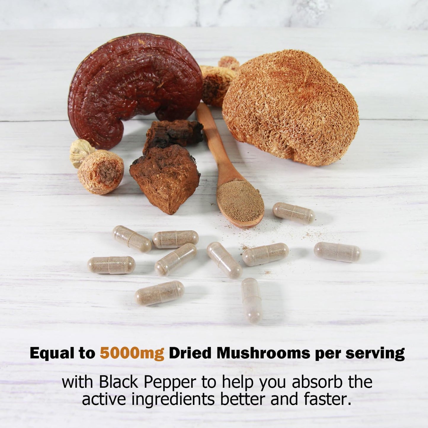 Immune System Booster & Brain Supplement - 14 Mushroom Capsules with Lion’s Mane, Reishi, Maitake, Turkey Tail, Chaga, Black Pepper - 30% Beta-Glucan for Absorption