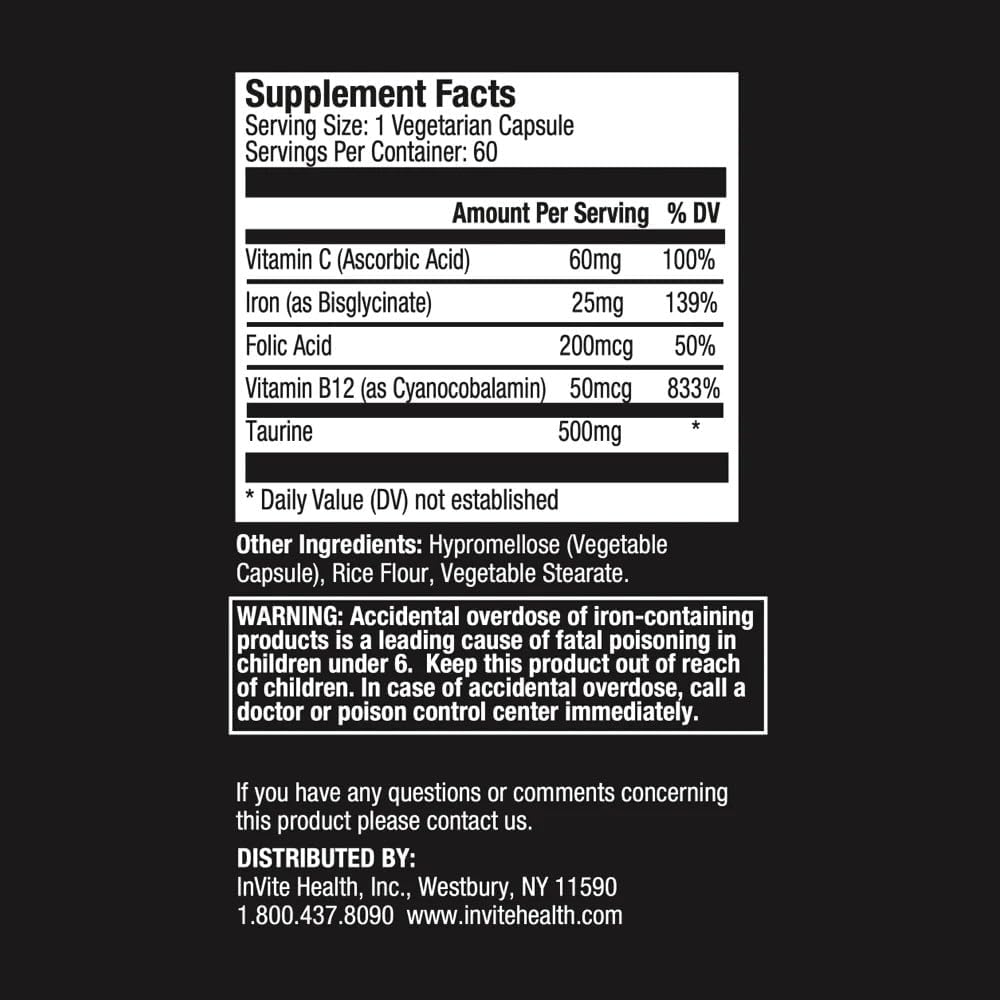 Immune System Support: Invite Health Iron Plus Hx - 60 Day Supply, 60 Vegetarian Capsules