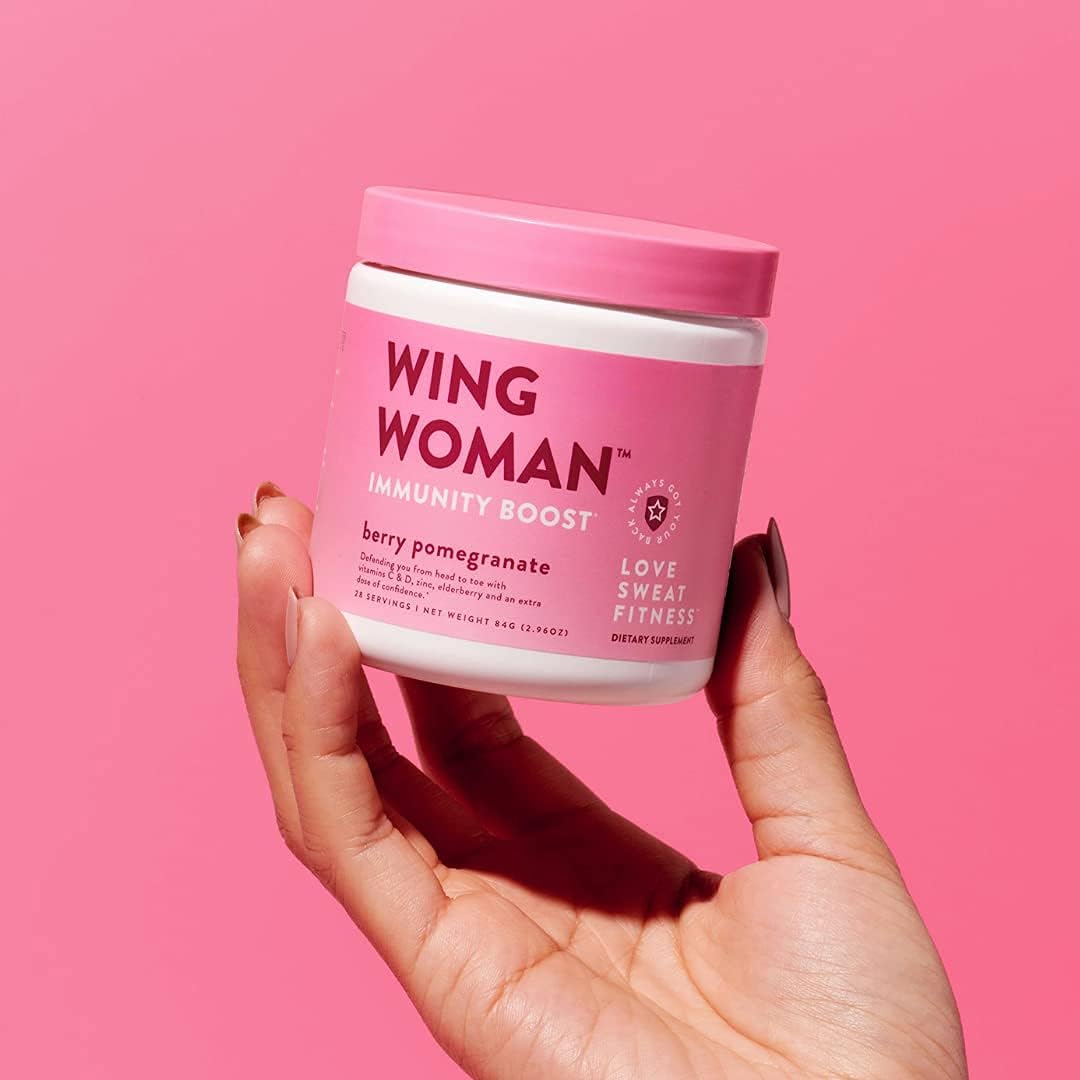 Immunity Boost Powder - Wing Woman Berry Pomegranate - Vegan, No Sugar, Gluten Free, Non-GMO - 28 Servings