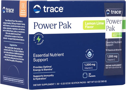 Immunity Boosting Electrolyte Powder Packets with Trace Minerals - Lemon Lime Flavor - 30 Packets - Vitamin C, Zinc, Magnesium - Hydration and Energy Support