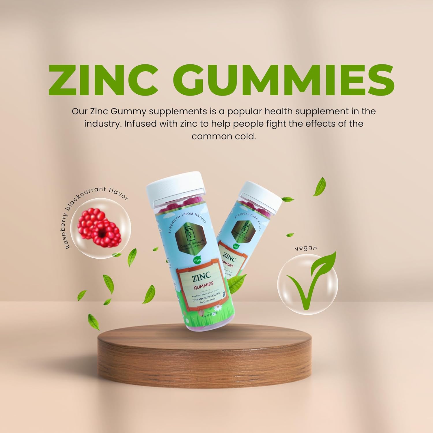 Immunity-Boosting Organic Vegan Zinc Pectin Gummies - 50mg Zinc, 455% Daily Intake (60 Count) for Health Support