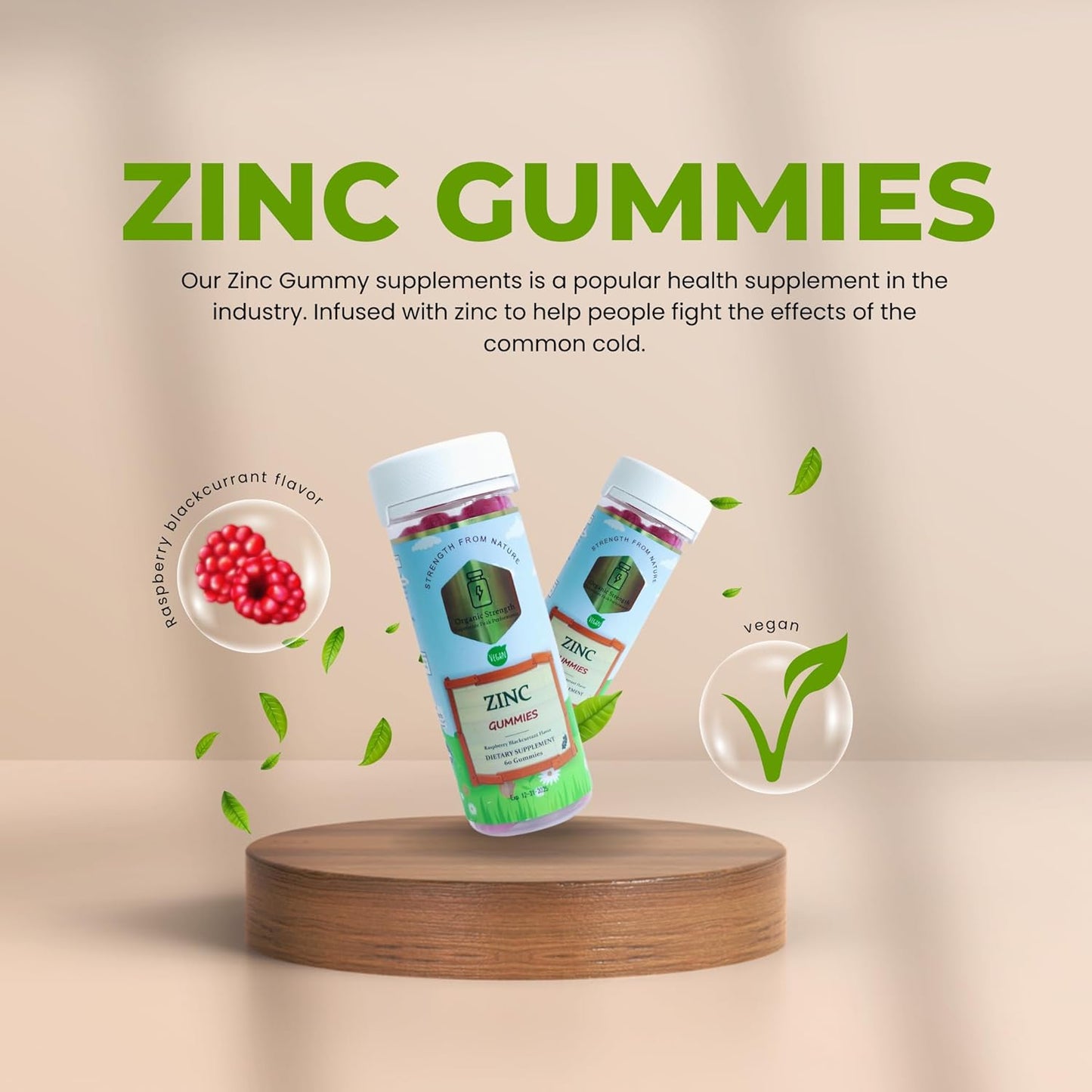 Immunity-Boosting Organic Vegan Zinc Pectin Gummies - 50mg Zinc, 455% Daily Intake (60 Count) for Health Support