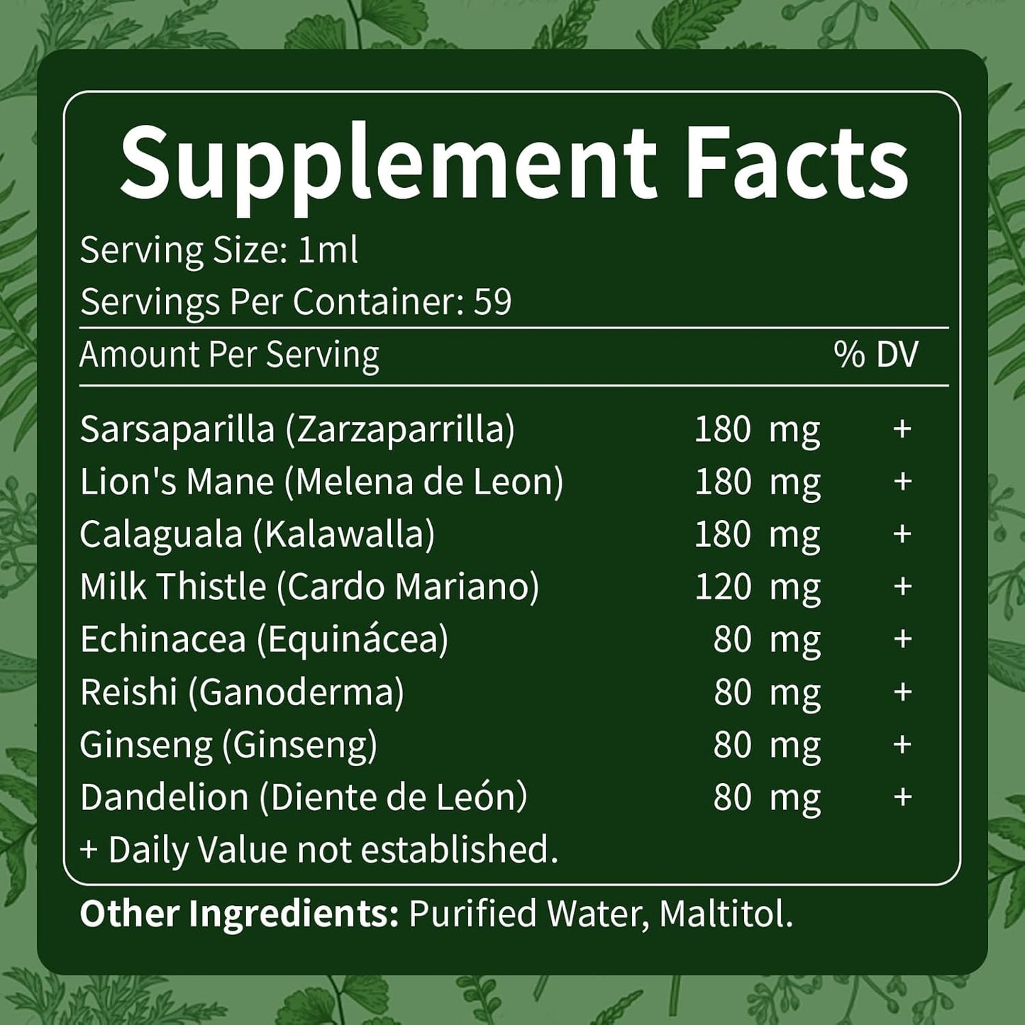 Immunity & Detox Drops with Sarsaparilla, Kalawalla Root, and Lion's Mane - Natural Herbal Support Formula - 2oz