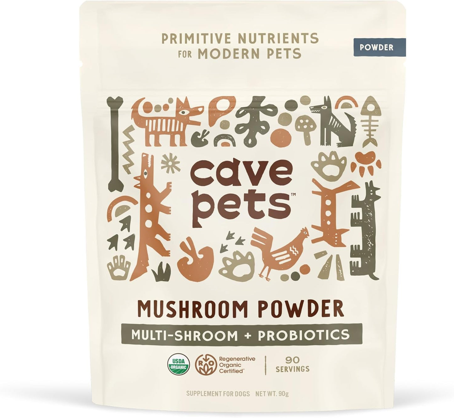 Immunity & Digestive Health Support Dog Probiotic Powder with Multi-Shroom Blend - 90 Servings
