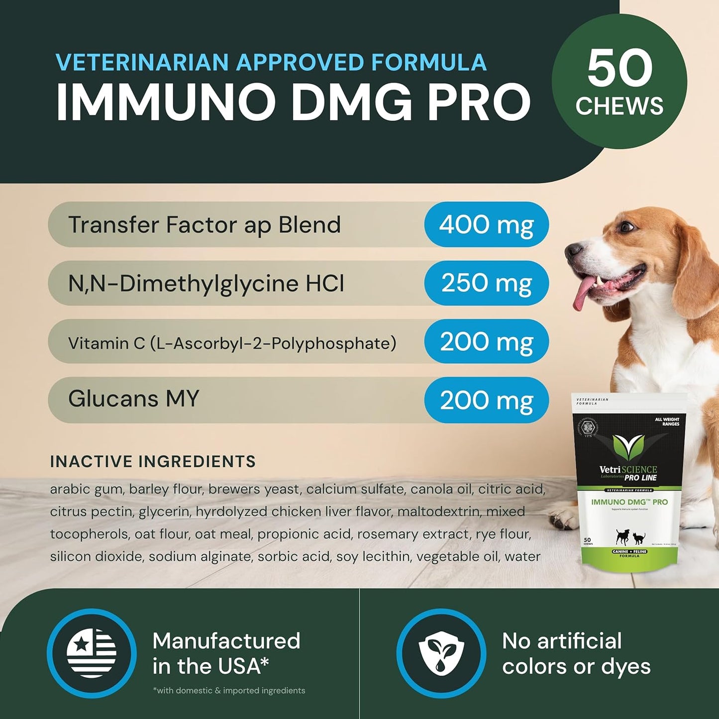 Immuno DMG Pro for Dogs & Cats - Liver & Kidney Health Support Chews - Boosts Antibody Production & Antioxidants - Pet Immune System Supplement