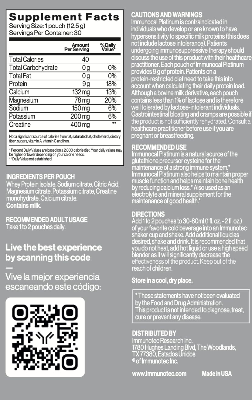 Immunocal Pack of 2 - Glutathione Precursor & Whey Protein Isolate, Anti-Aging Supplement with 50+ Fruits & Veggies, 30 Servings per Pack