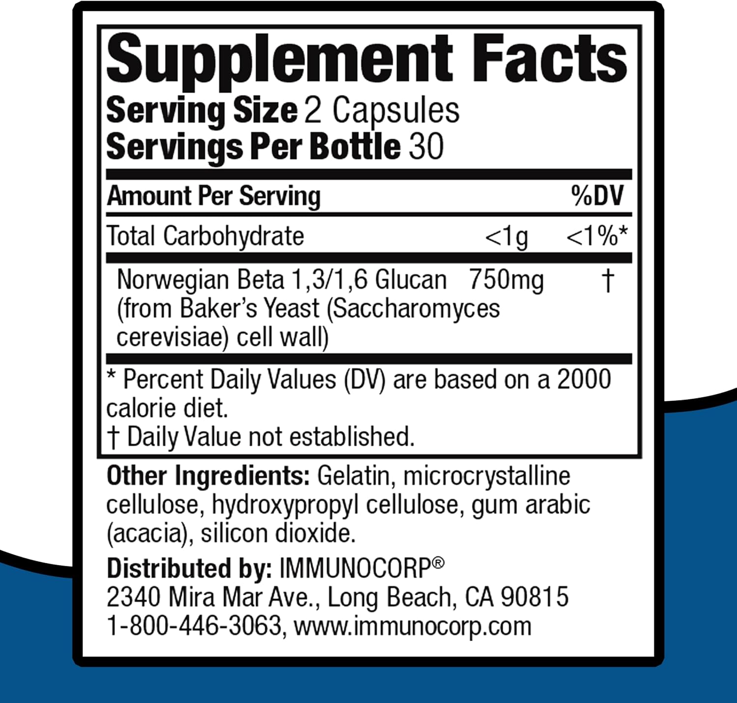 Immunocorp Immutol Immune Support Supplement - 750mg Beta Glucan 1,3 1,6 - Natural Ingredients, High Potency for Immunity and Wellness - 60 Capsules