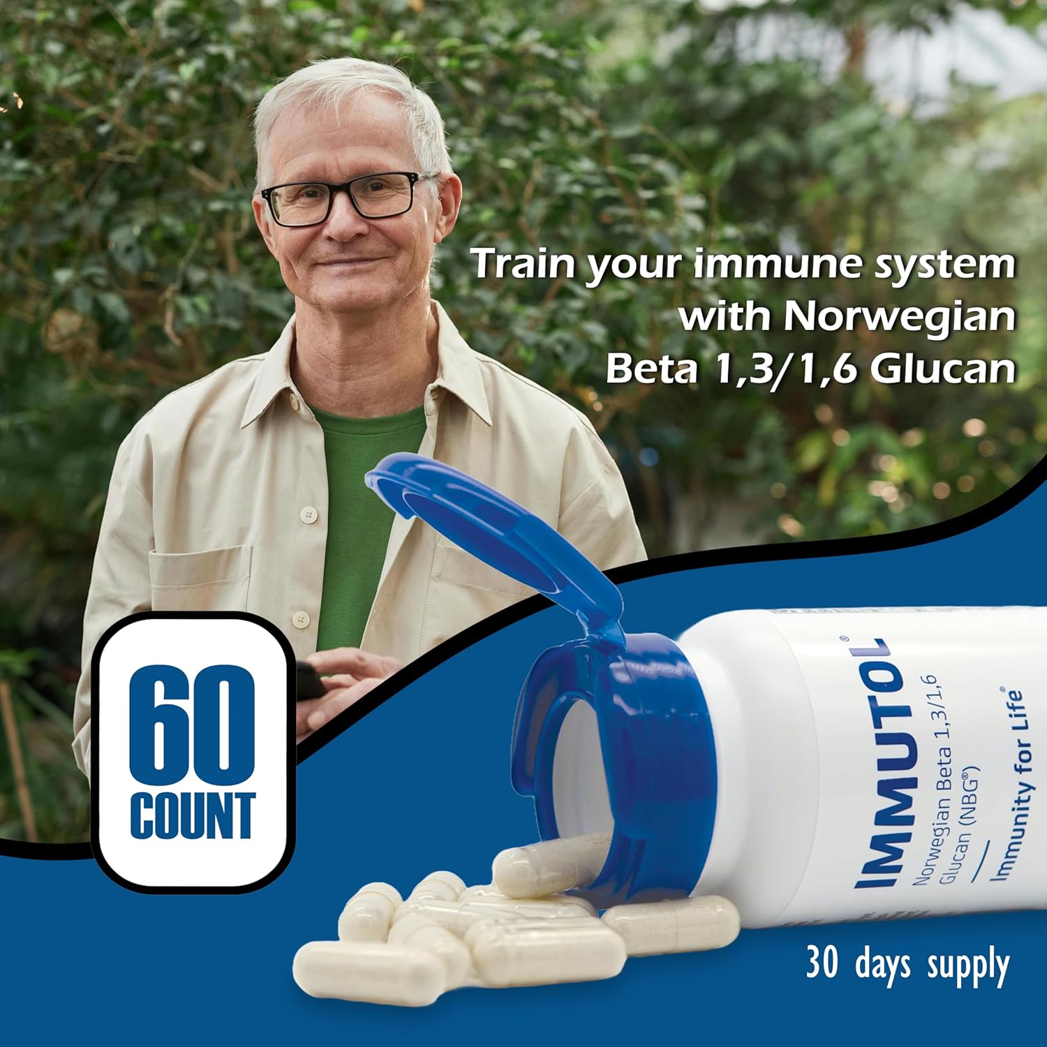 Immunocorp Immutol Immune Support Supplement - 750mg Beta Glucan 1,3 1,6 - Natural Ingredients, High Potency for Immunity and Wellness - 60 Capsules